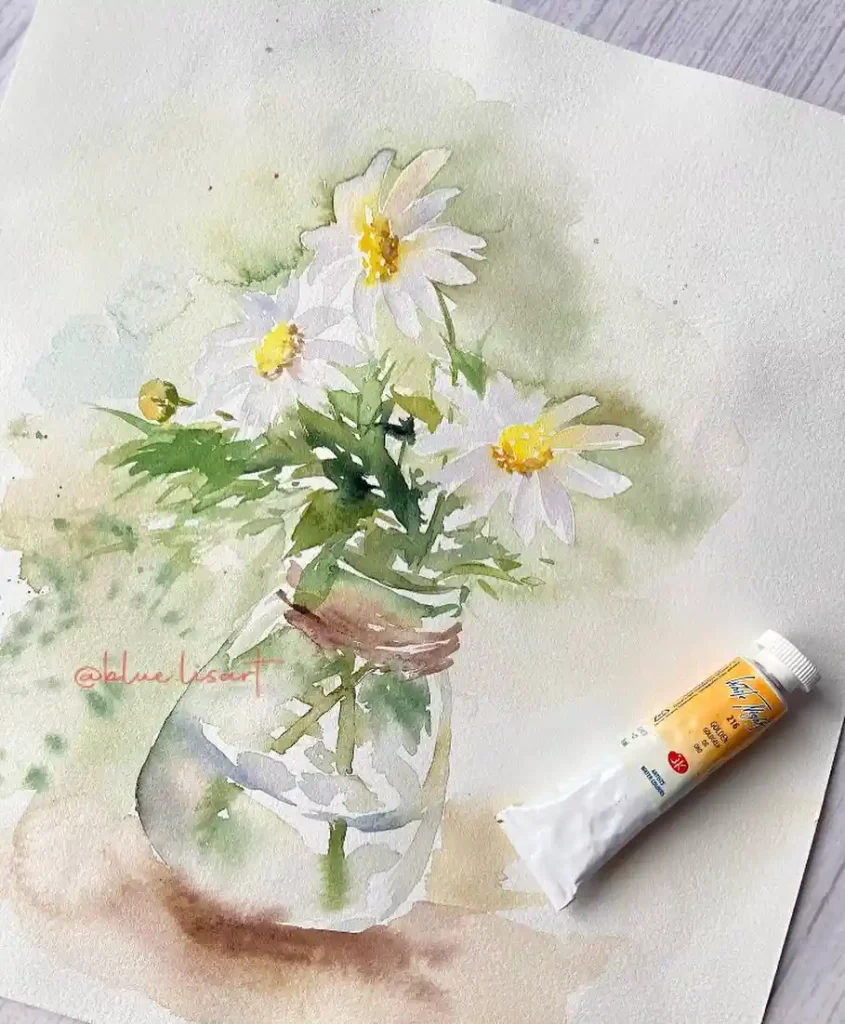 Watercolor Daisy Drawing Ideas (17)
