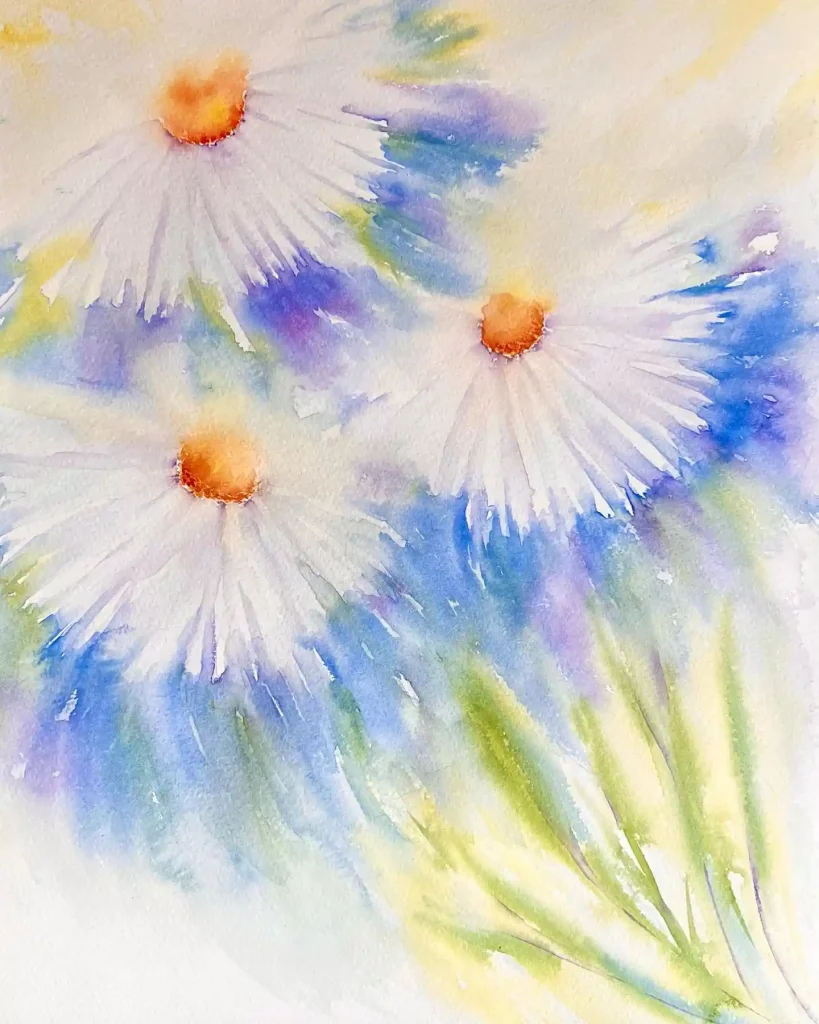 Watercolor Daisy Drawing Ideas (18)
