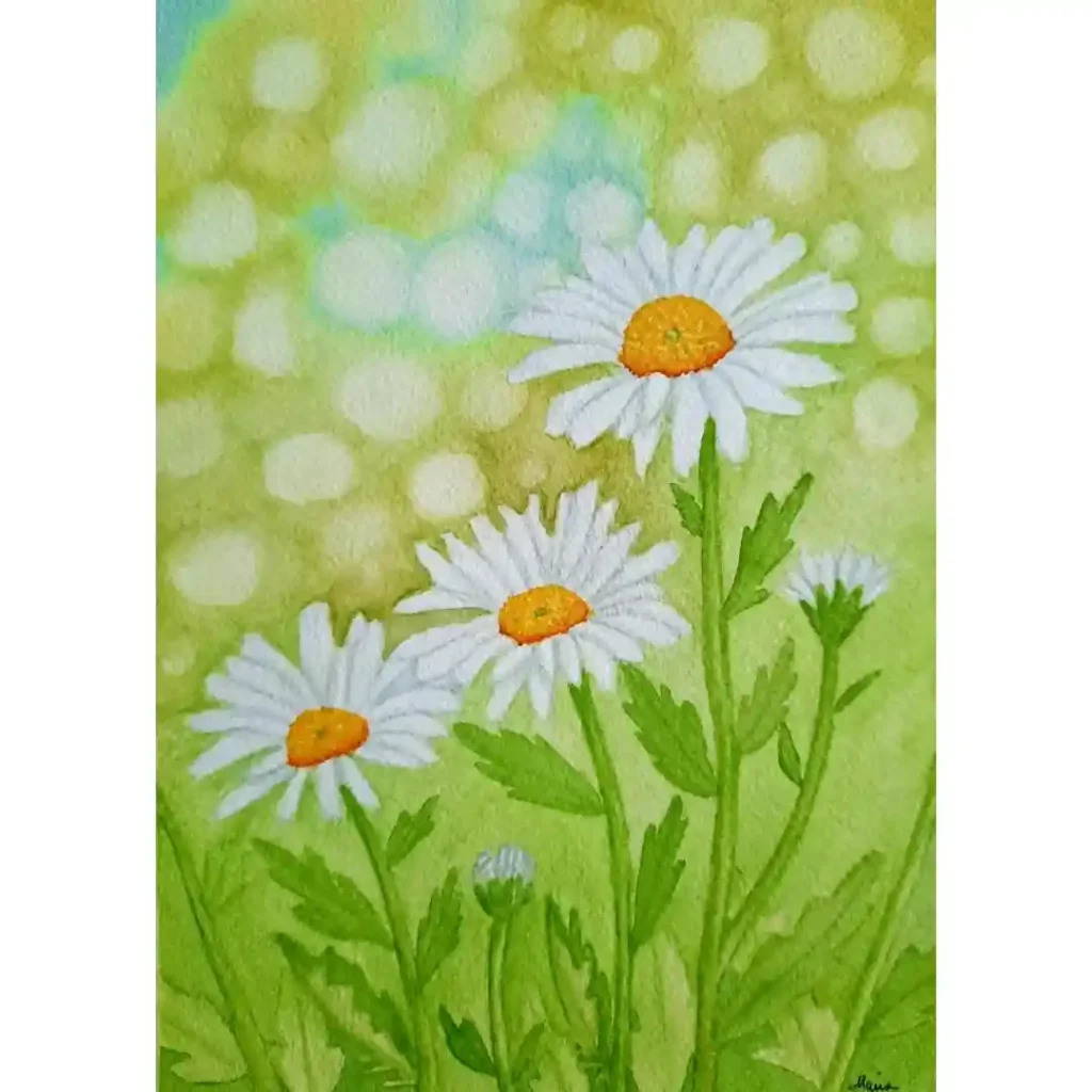 Watercolor Daisy Drawing Ideas (2)