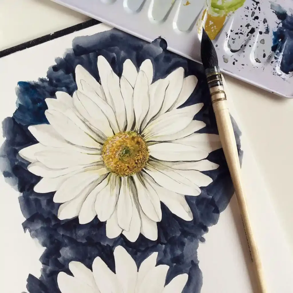 Watercolor Daisy Drawing Ideas (23)