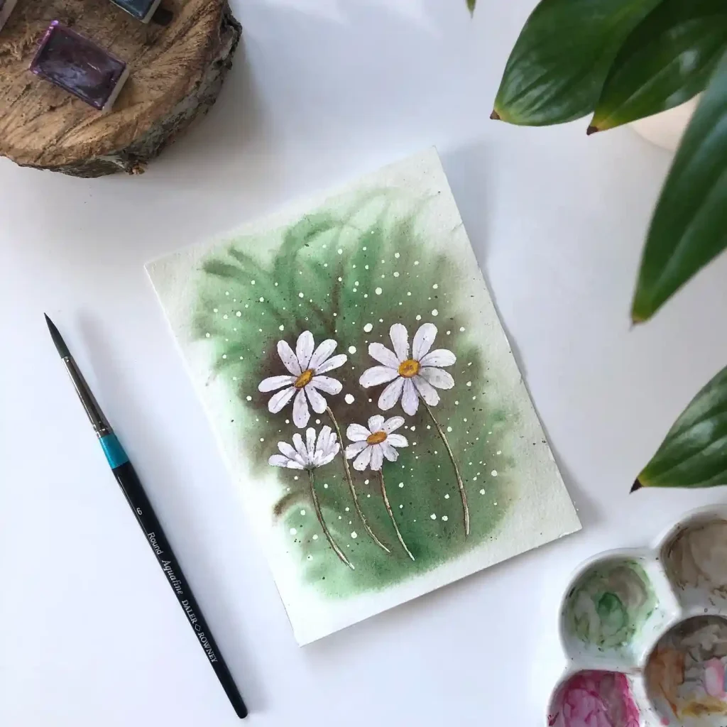 Watercolor Daisy Drawing Ideas (7)