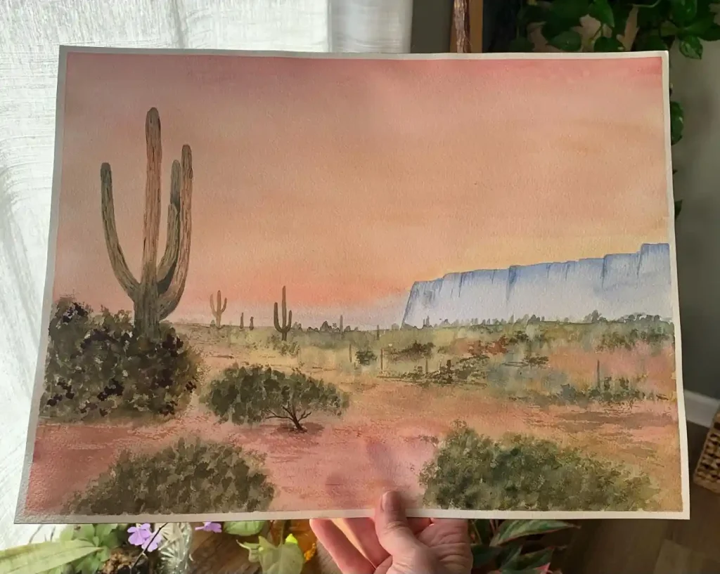 Watercolor Desert Cactus Drawing Ideas 13