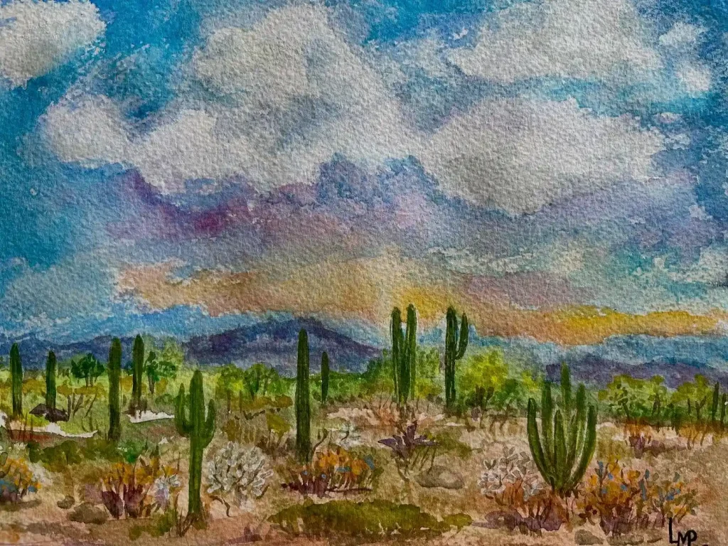 Watercolor Desert Cactus Drawing Ideas 16