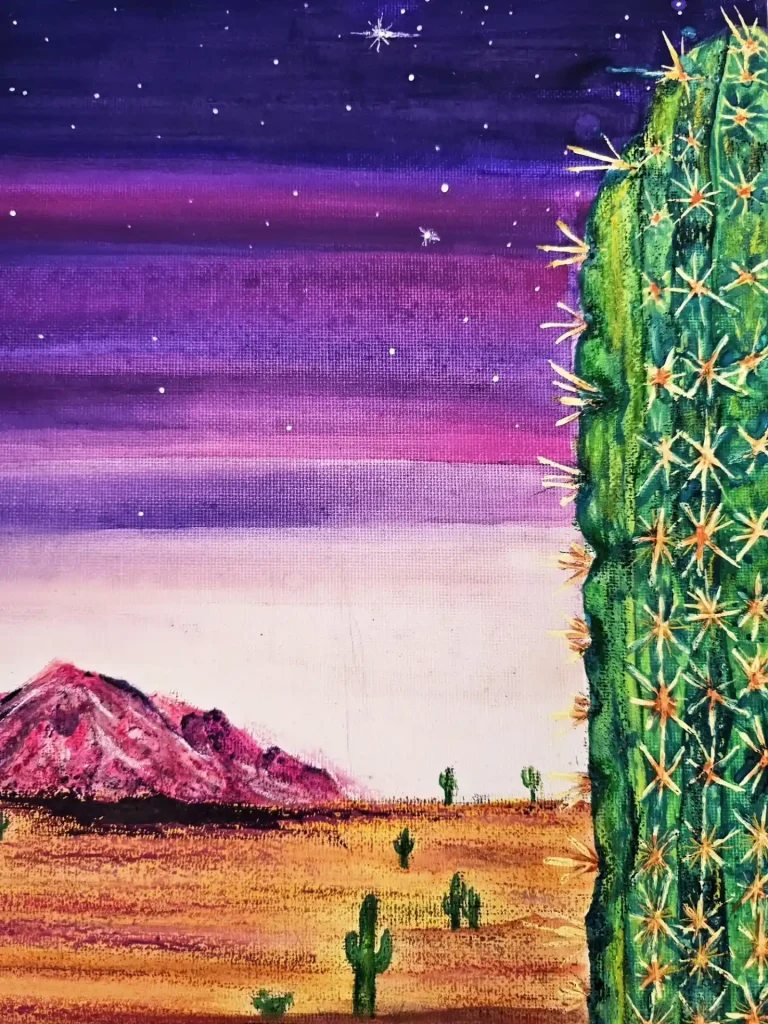 Watercolor Desert Cactus Drawing Ideas 17