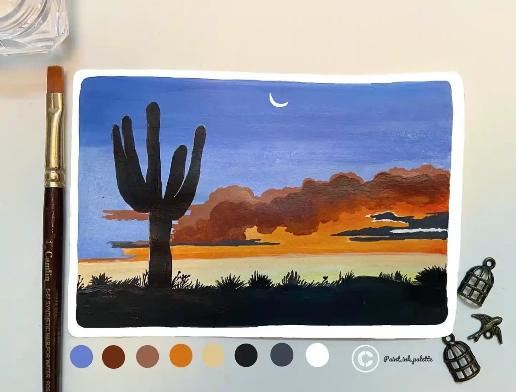 Watercolor Desert Cactus Drawing Ideas 2