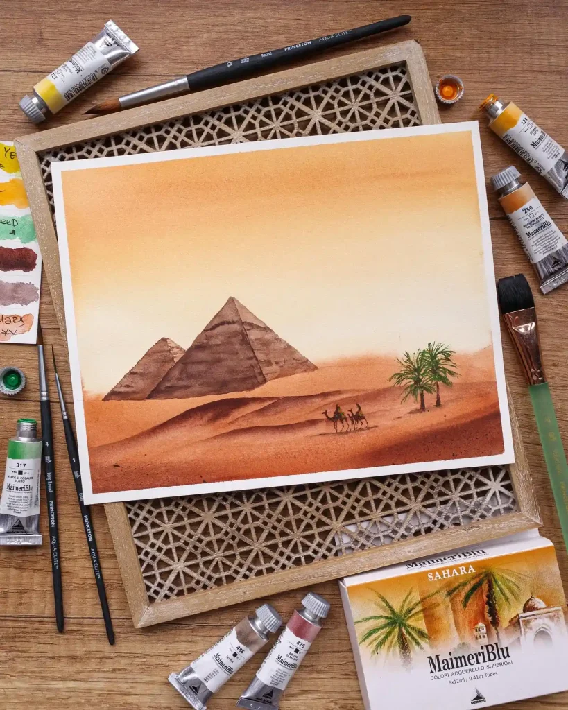 Watercolor Desert Cactus Drawing Ideas 8