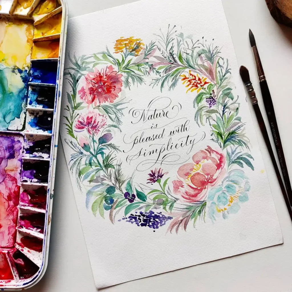 Watercolor Floral Wreath drawing Ideas (15)