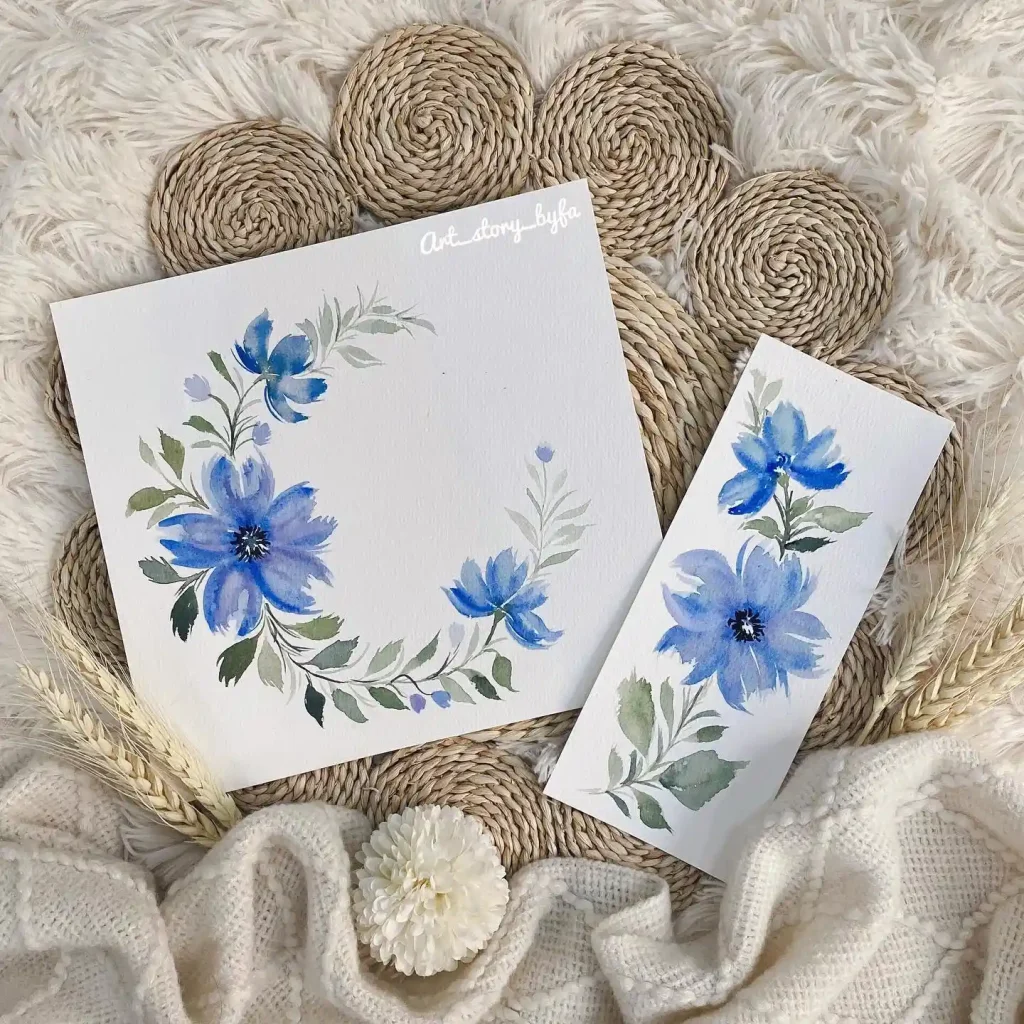 Watercolor Floral Wreath drawing Ideas (17)