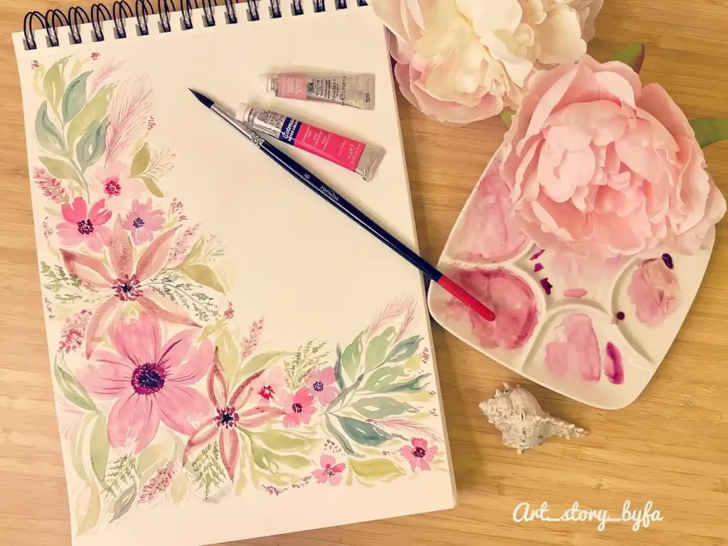 Watercolor Floral Wreath drawing Ideas (19)