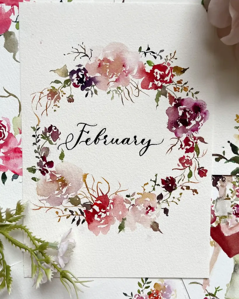 Watercolor Floral Wreath drawing Ideas (22)