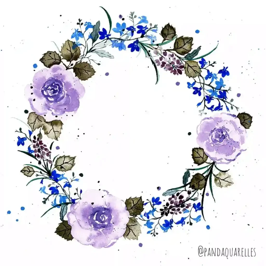 Watercolor Floral Wreath drawing Ideas (24)