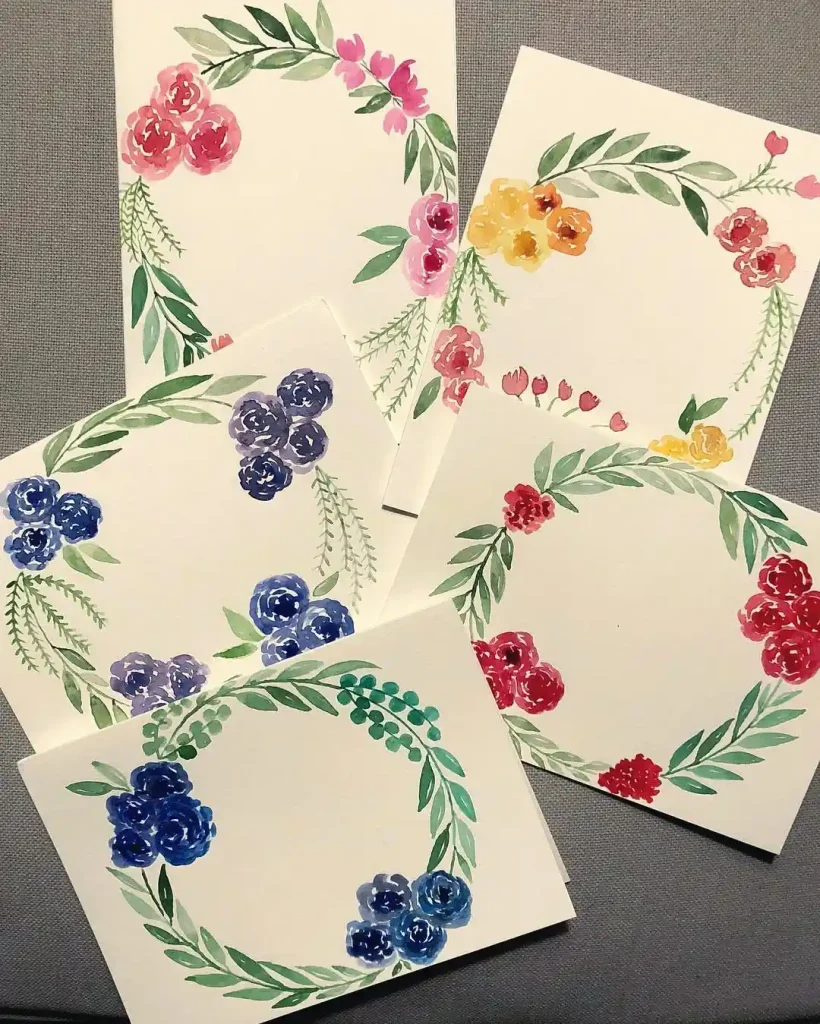 Watercolor Floral Wreath drawing Ideas (26)