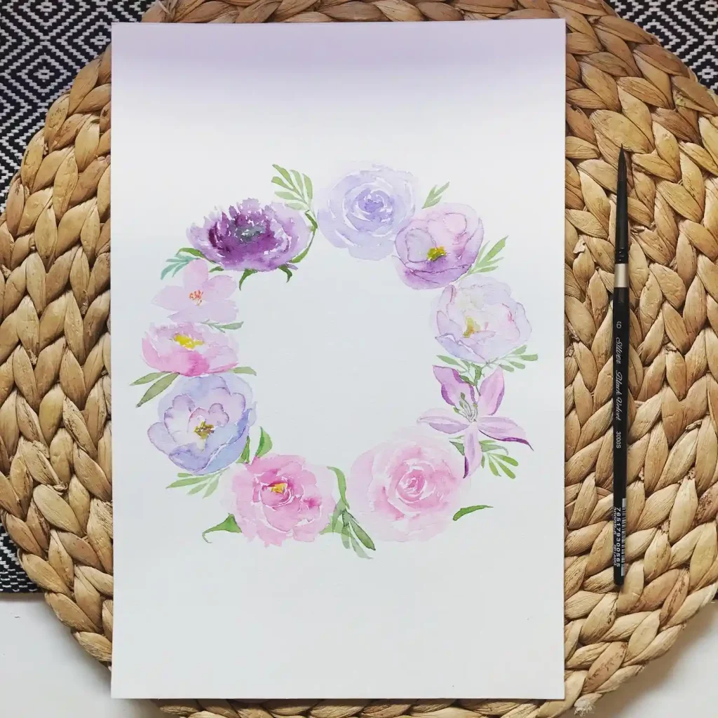 Watercolor Floral Wreath drawing Ideas (33)