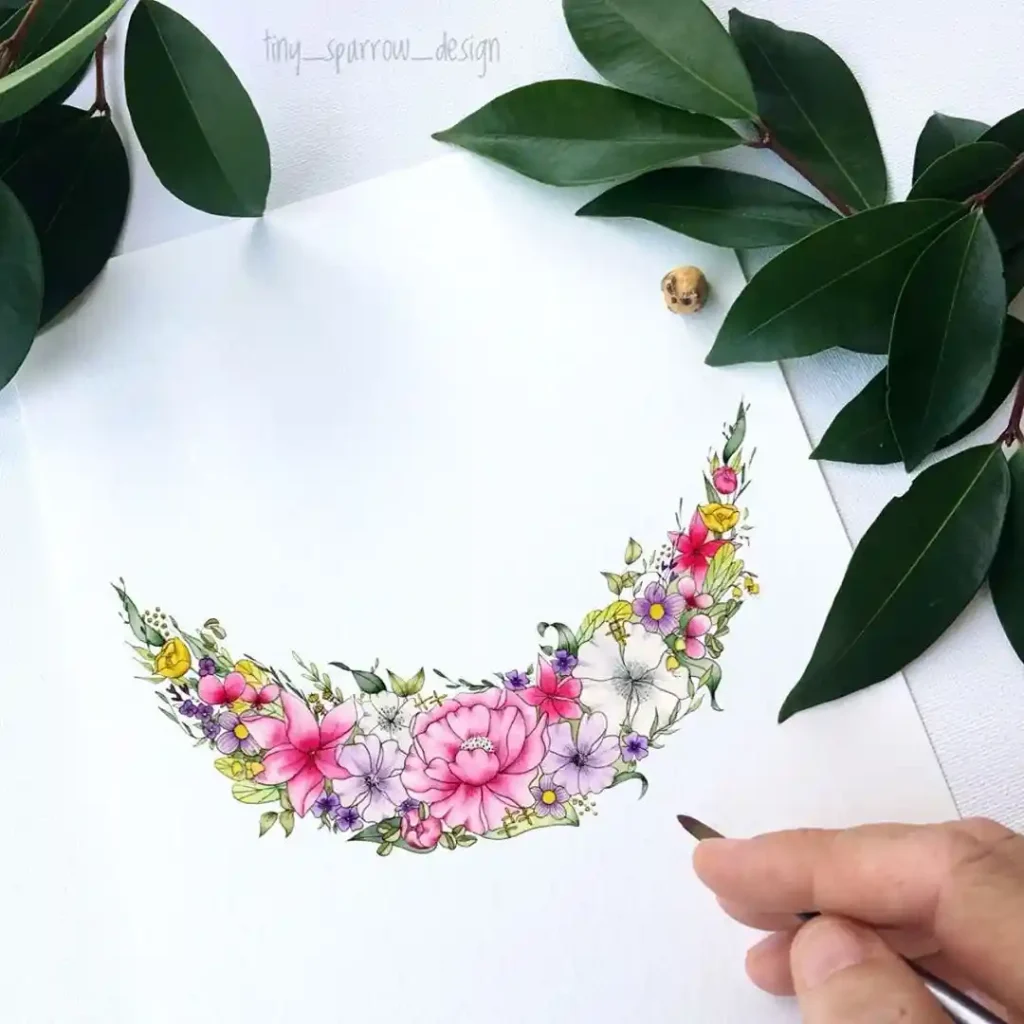 Watercolor Floral Wreath drawing Ideas (34)
