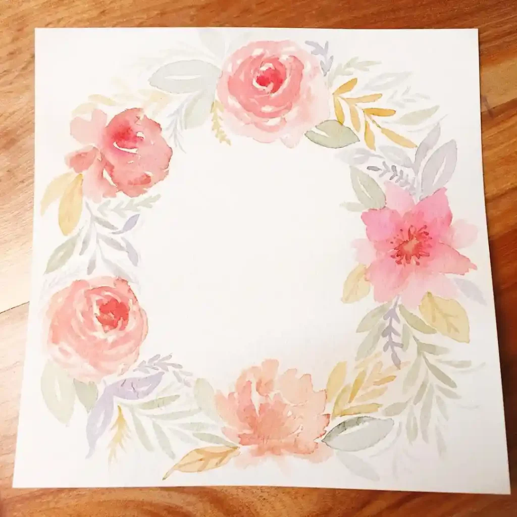 Watercolor Floral Wreath drawing Ideas (35)