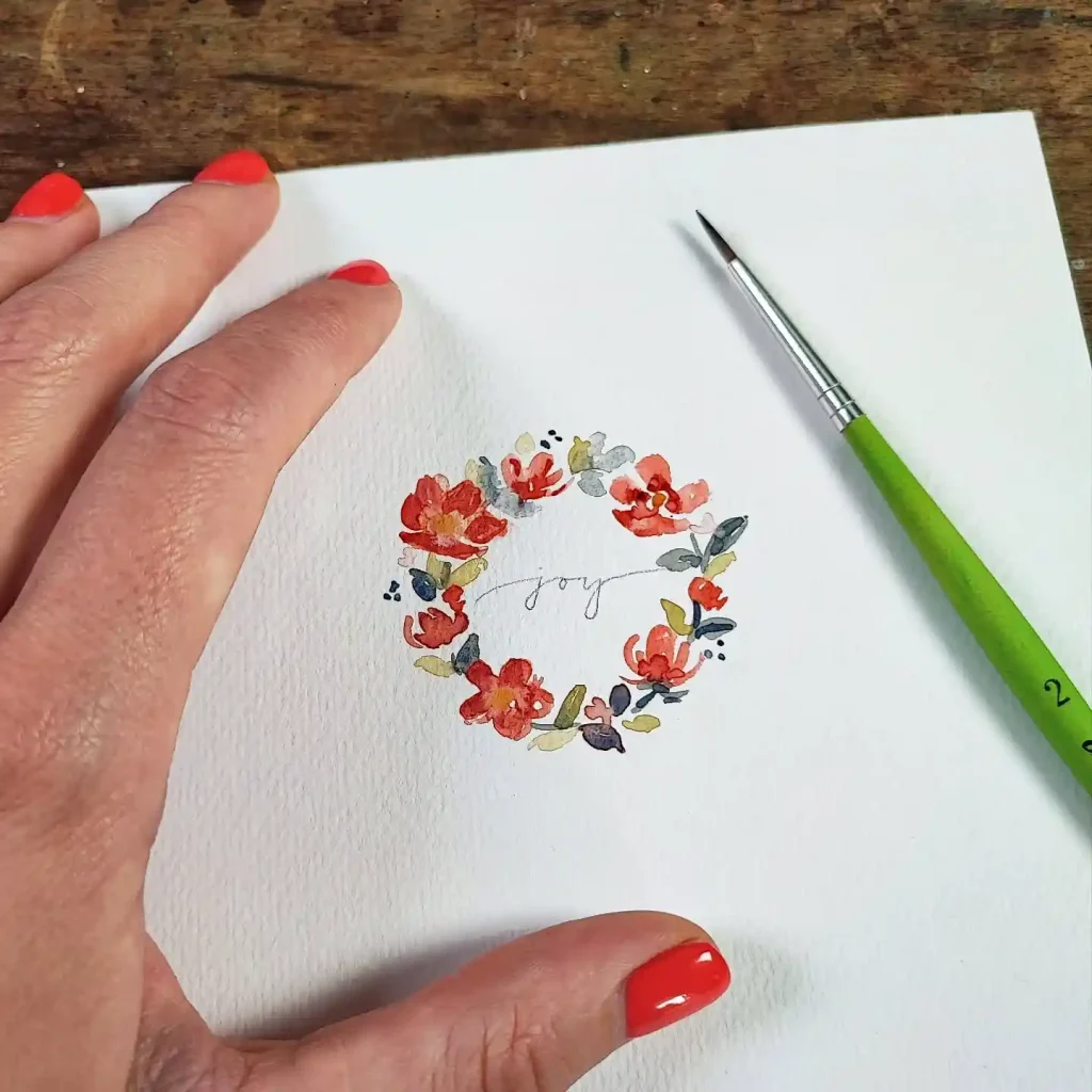 Watercolor Floral Wreath drawing Ideas (37)