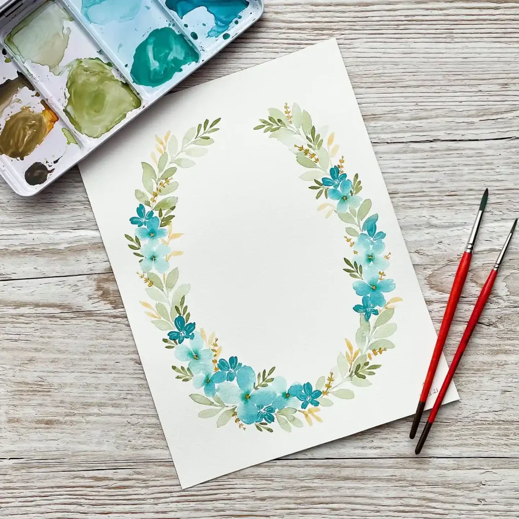 Watercolor Floral Wreath drawing Ideas (42)