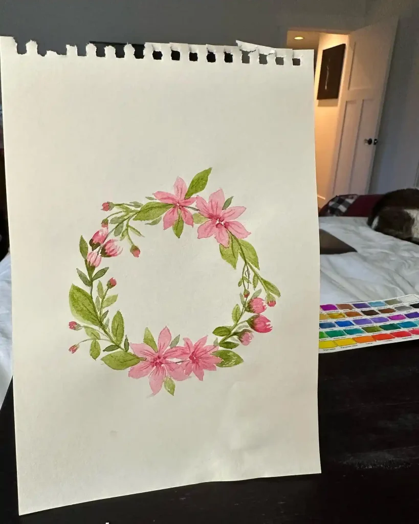 Watercolor Floral Wreath drawing Ideas (45)