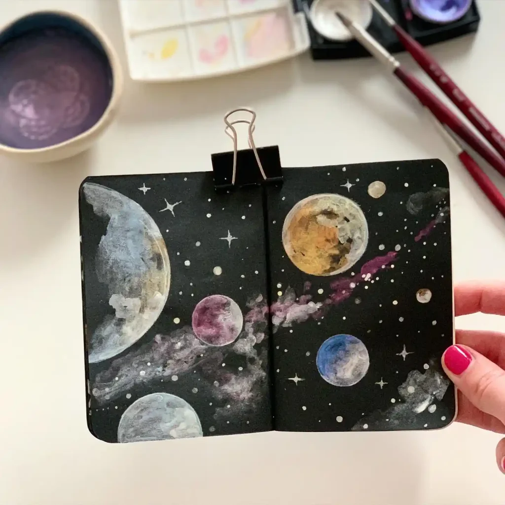 Watercolor Galaxy Drawing Ideas 11