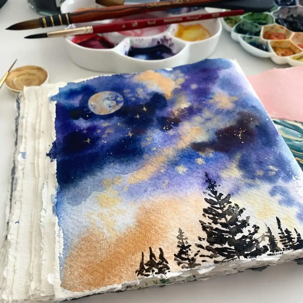 Watercolor Galaxy Drawing Ideas 13