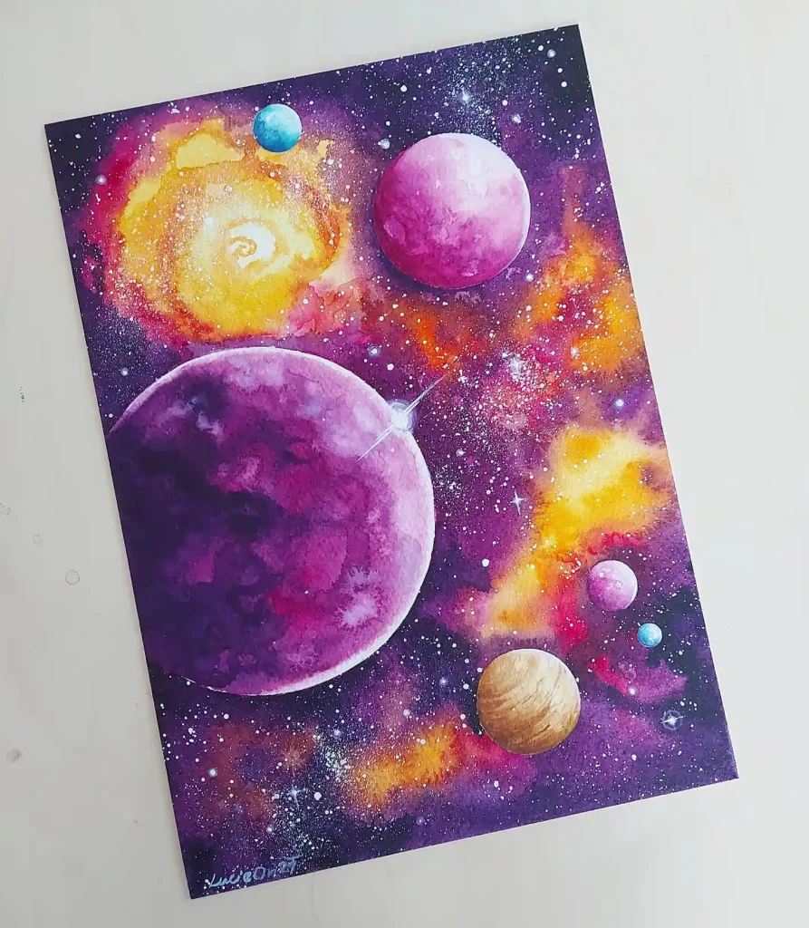 Watercolor Galaxy Drawing Ideas 14