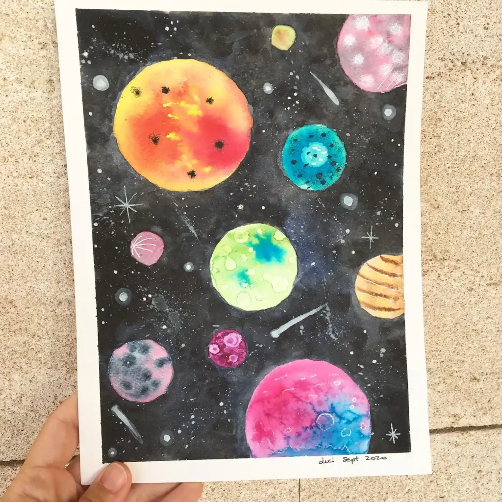 Watercolor Galaxy Drawing Ideas 15