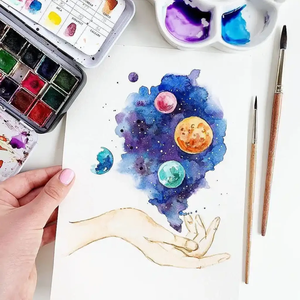 Watercolor Galaxy Drawing Ideas 18