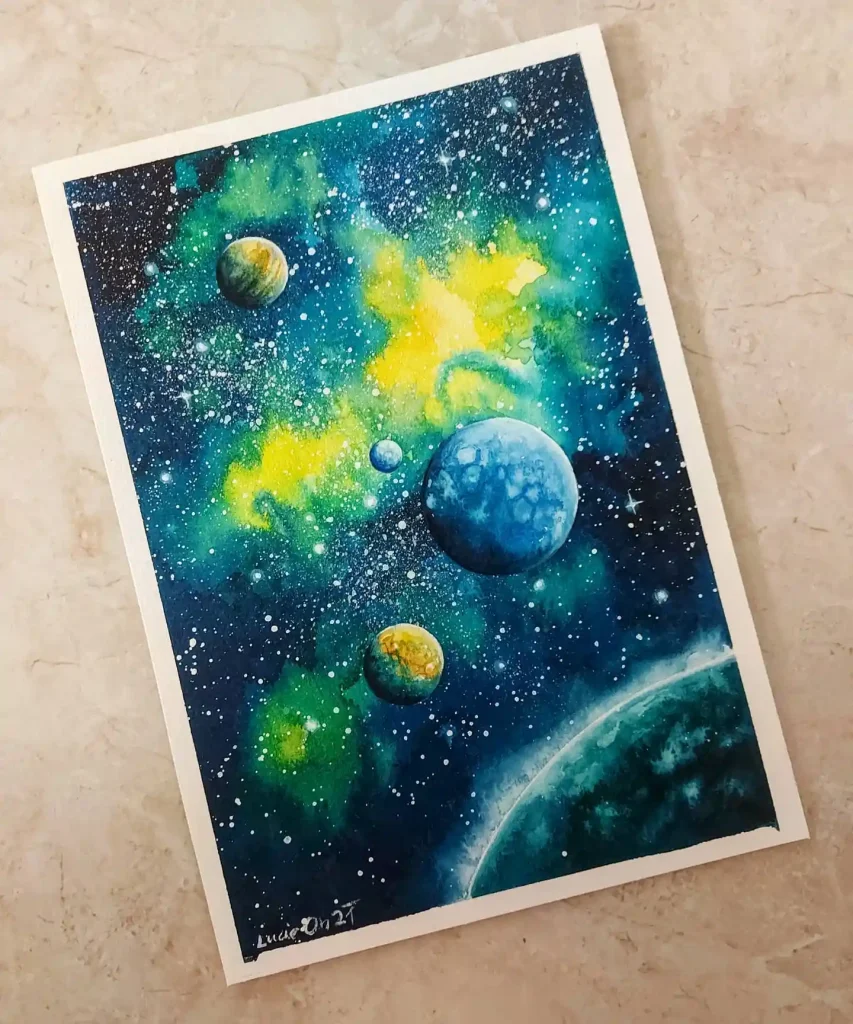 Watercolor Galaxy Drawing Ideas 8