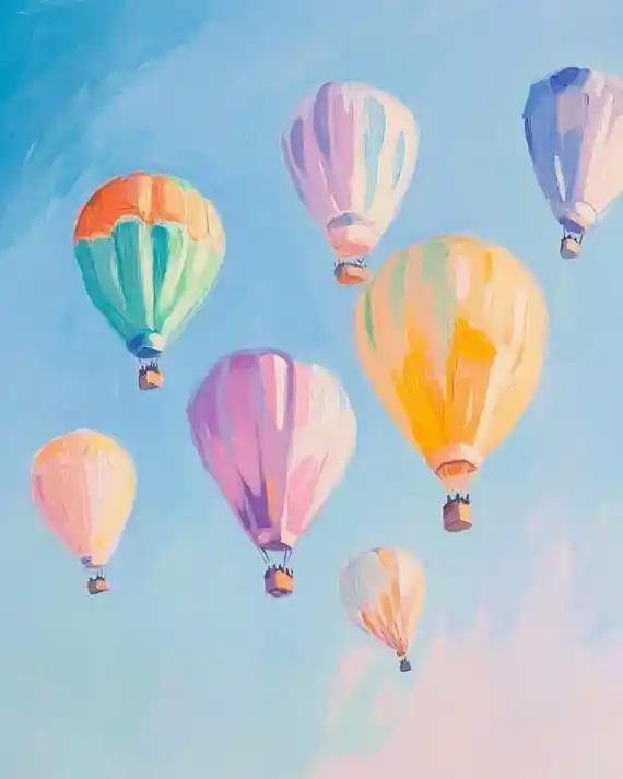 Watercolor Hot Air balloon Drawing Ideas 10