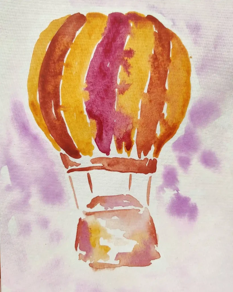 Watercolor Hot Air balloon Drawing Ideas 12
