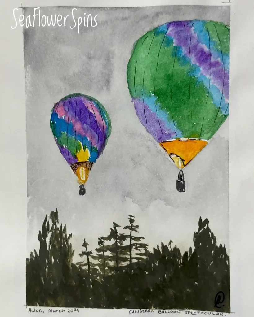 Watercolor Hot Air balloon Drawing Ideas 13