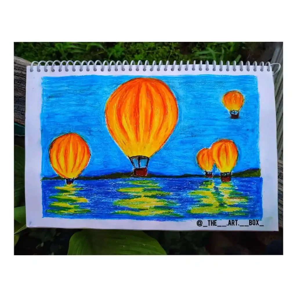 Watercolor Hot Air balloon Drawing Ideas 15