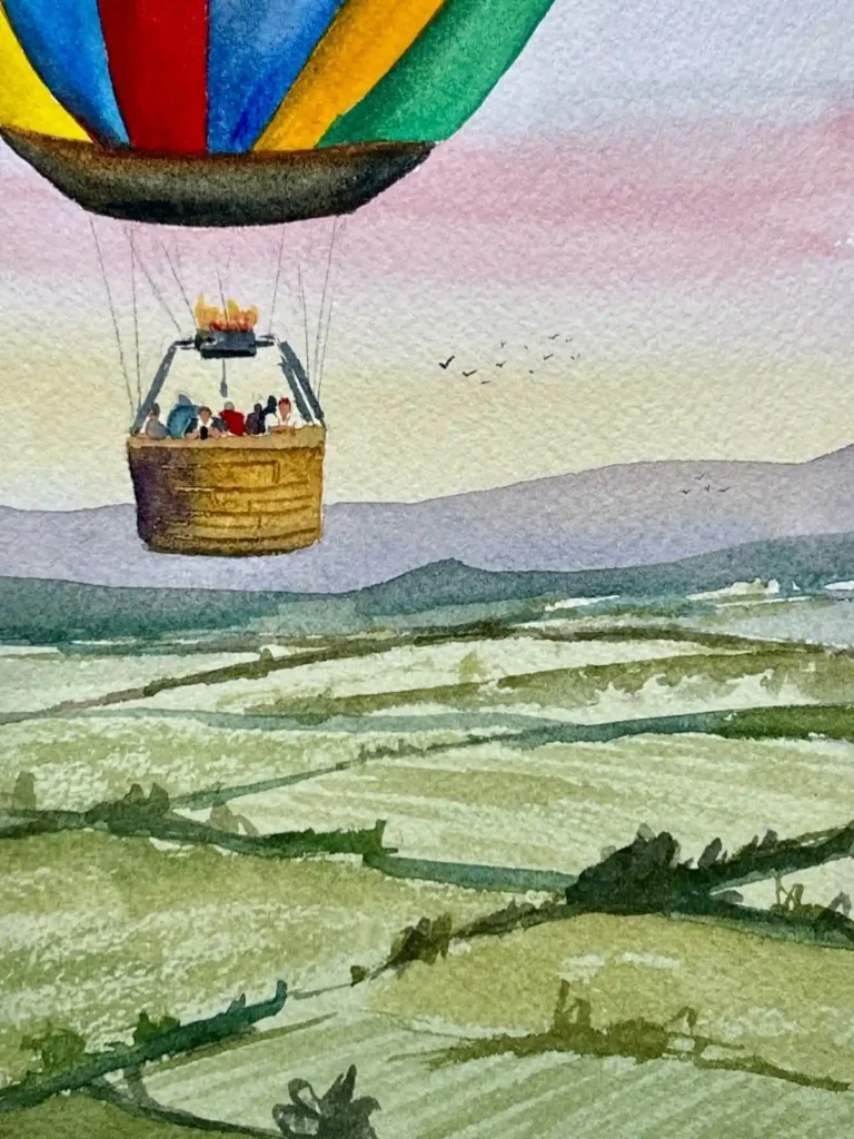 Watercolor Hot Air balloon Drawing Ideas 2