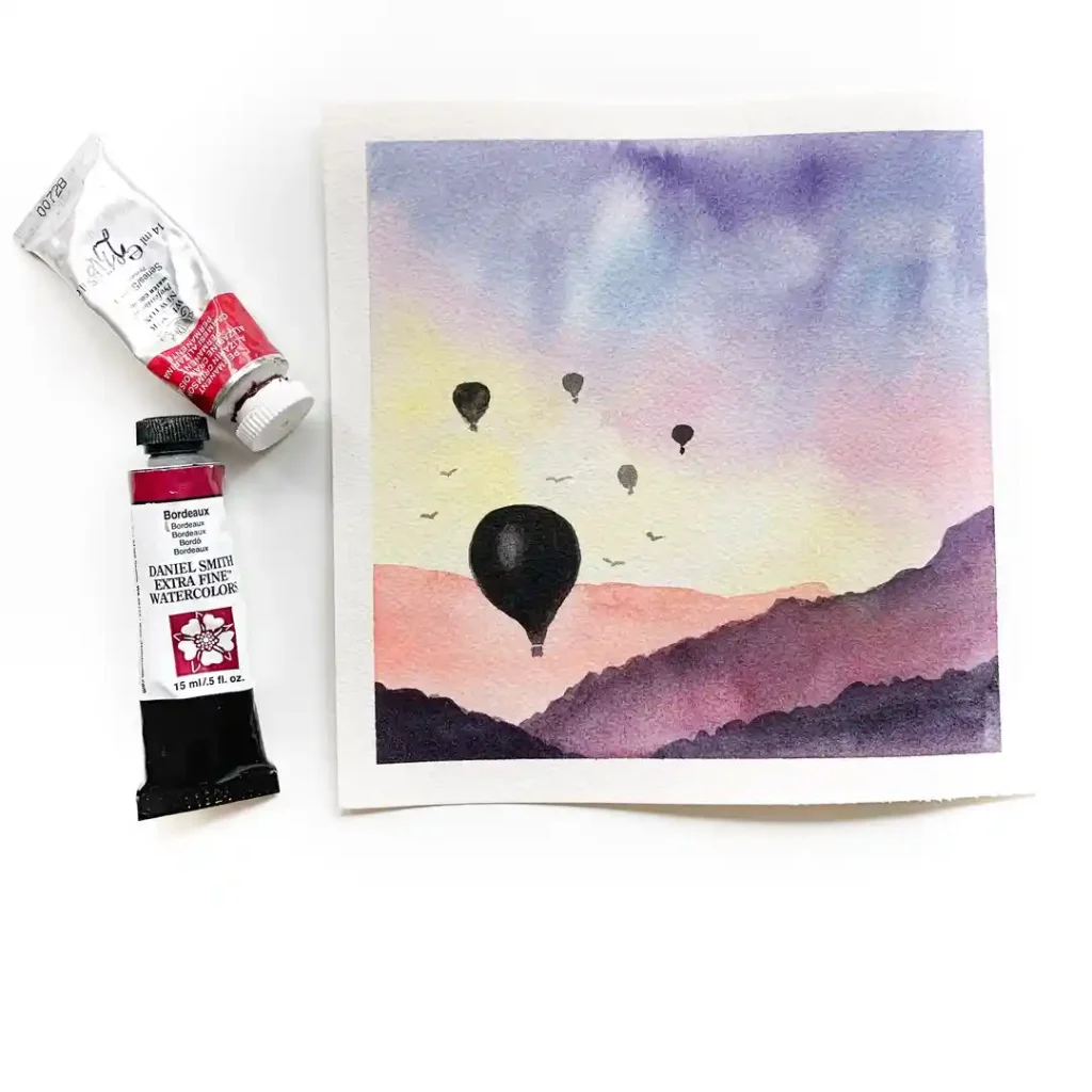 Watercolor Hot Air balloon Drawing Ideas 22