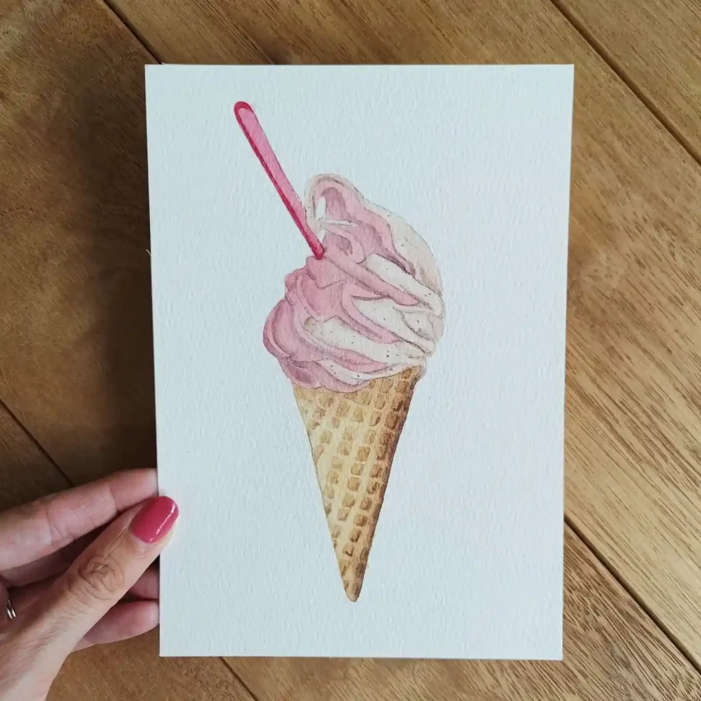 Watercolor Ice cream Drawing Ideas 1