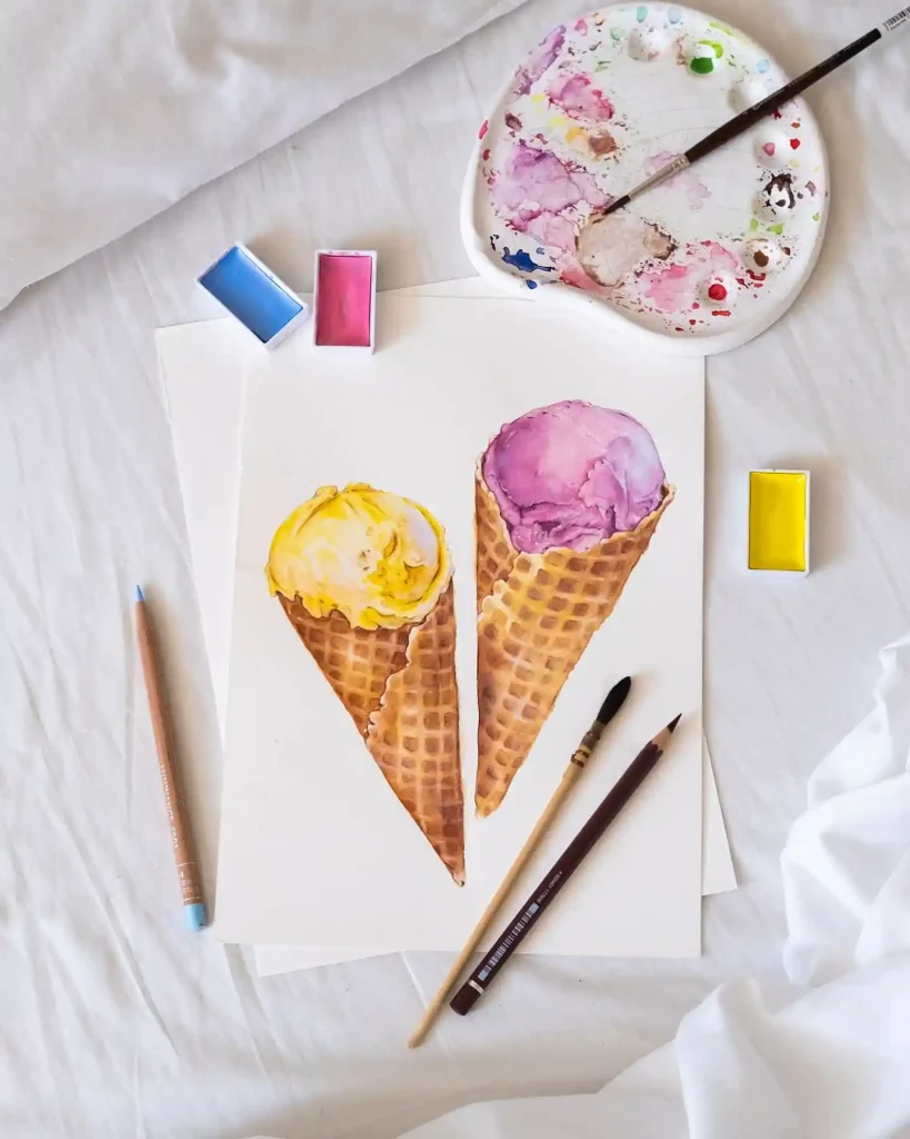 Watercolor Ice cream Drawing Ideas 15