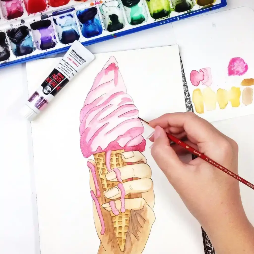 Watercolor Ice cream Drawing Ideas 18