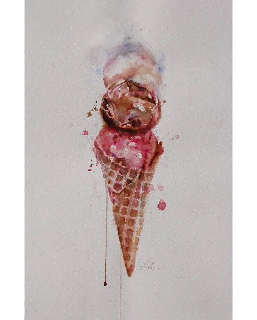 Watercolor Ice cream Drawing Ideas 19