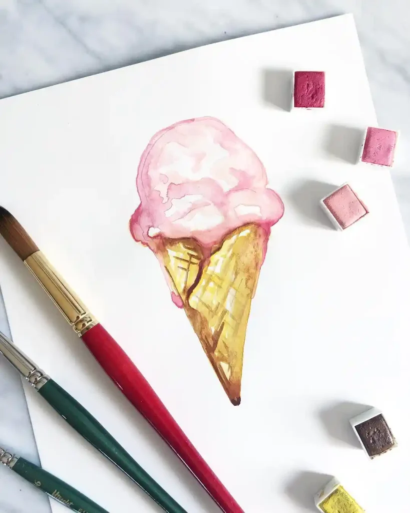 Watercolor Ice cream Drawing Ideas 20