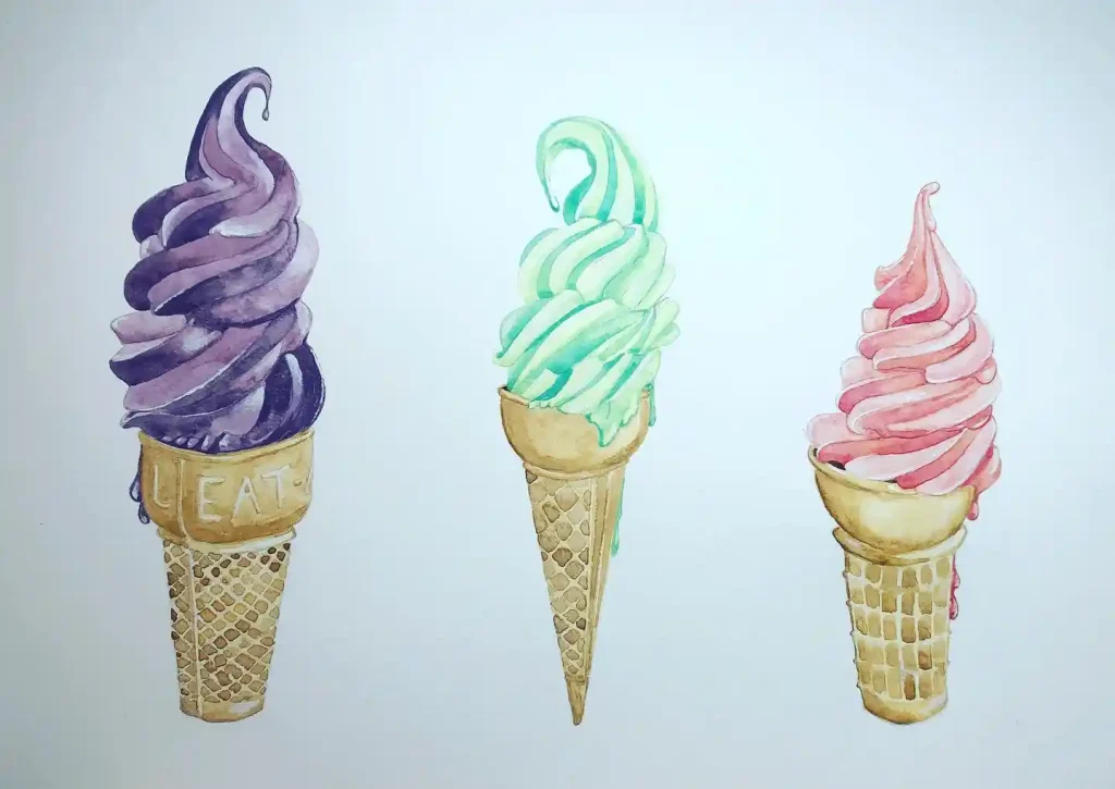 Watercolor Ice cream Drawing Ideas 23