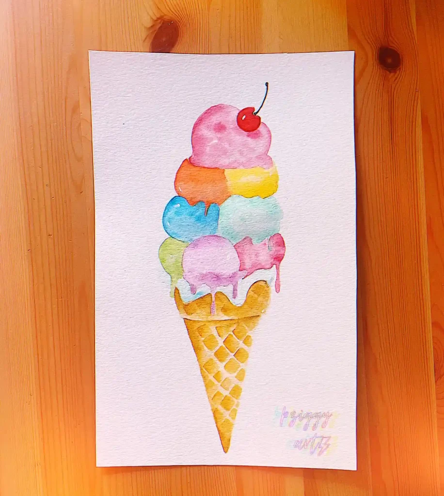 Watercolor Ice cream Drawing Ideas 24