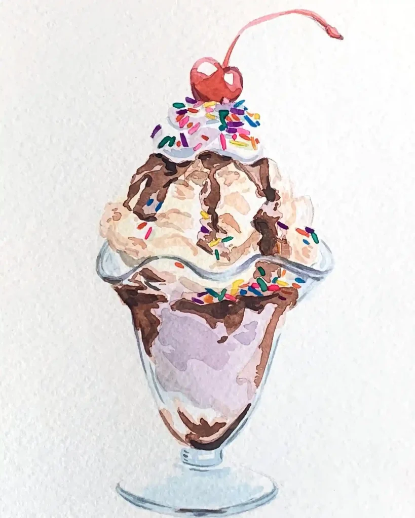 Watercolor Ice cream Drawing Ideas 25