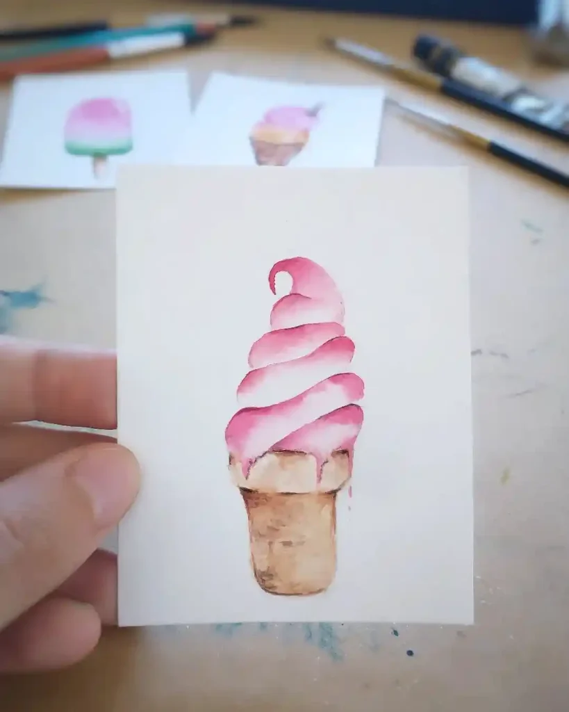 Watercolor Ice cream Drawing Ideas 28