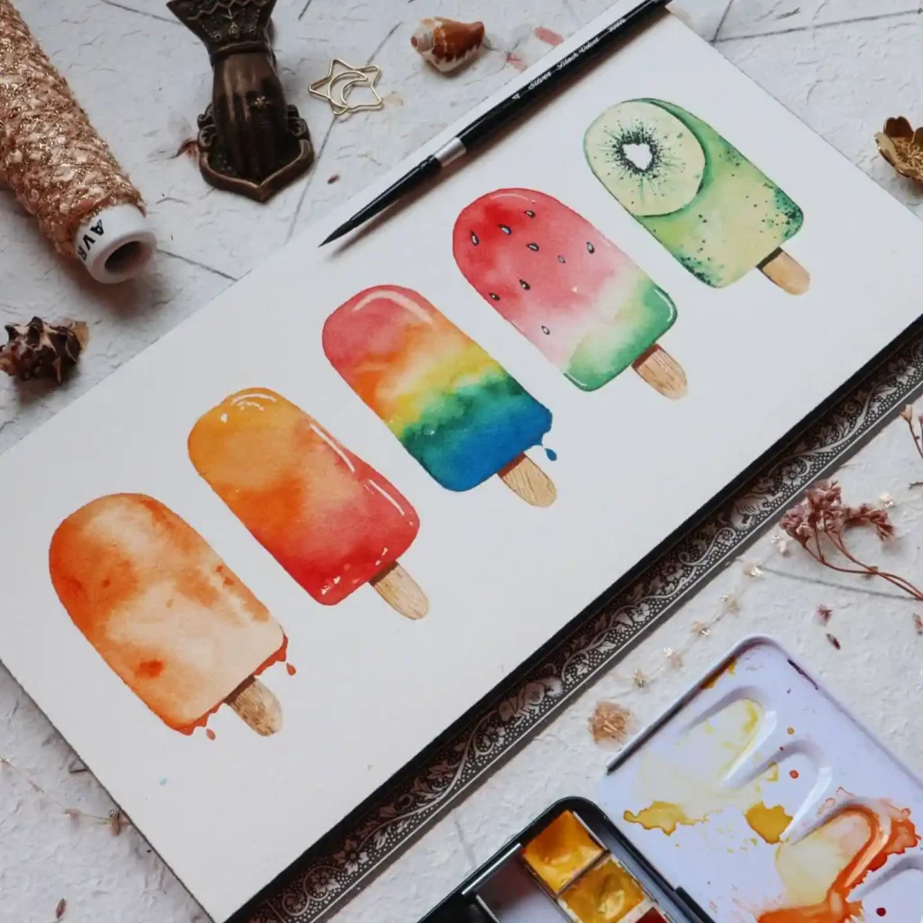 Watercolor Ice cream Drawing Ideas 29