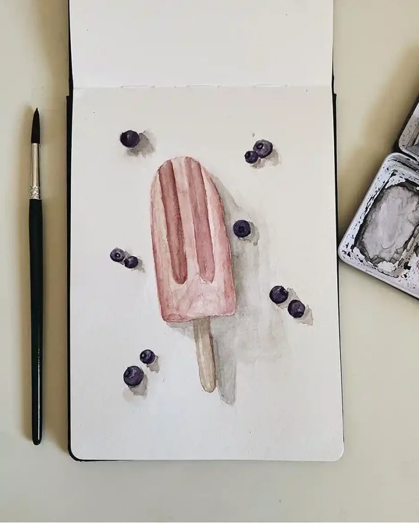 Watercolor Ice cream Drawing Ideas 3