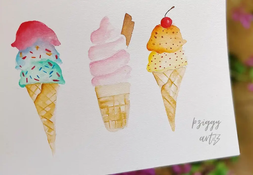 Watercolor Ice cream Drawing Ideas 30