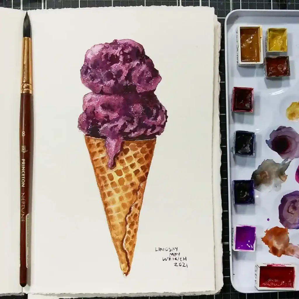 Watercolor Ice cream Drawing Ideas 31