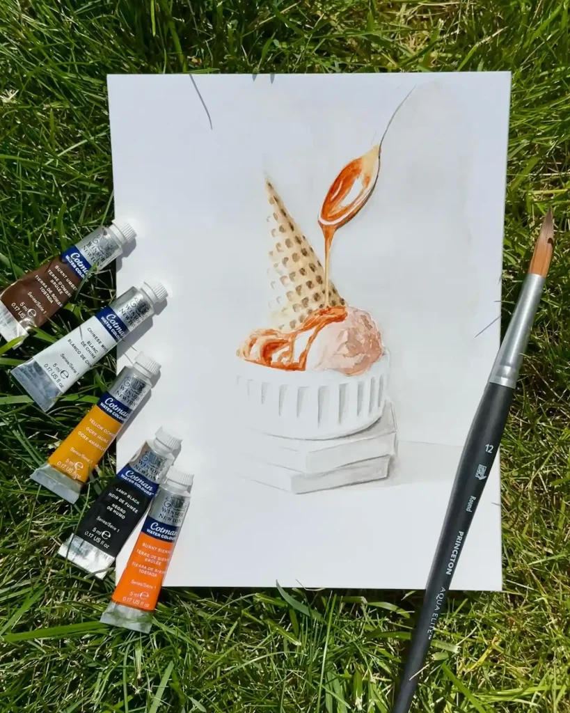 Watercolor Ice cream Drawing Ideas 4