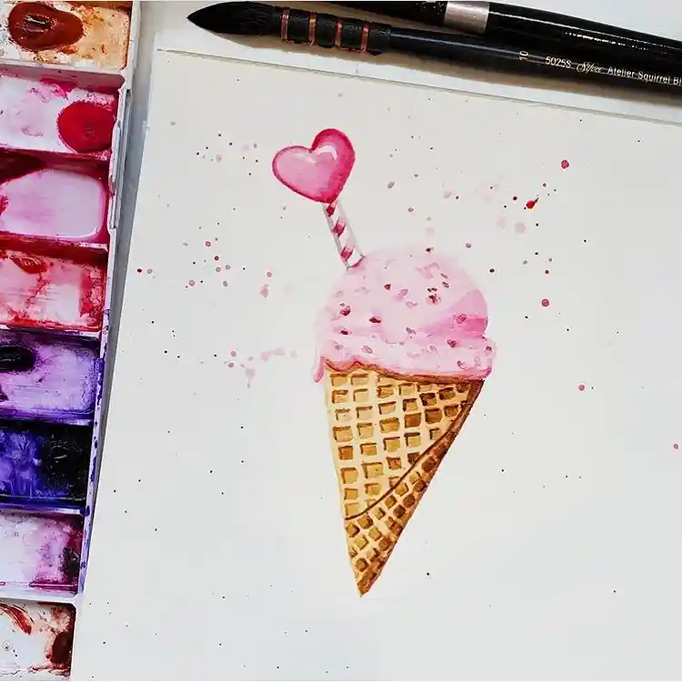 Watercolor Ice cream Drawing Ideas 5