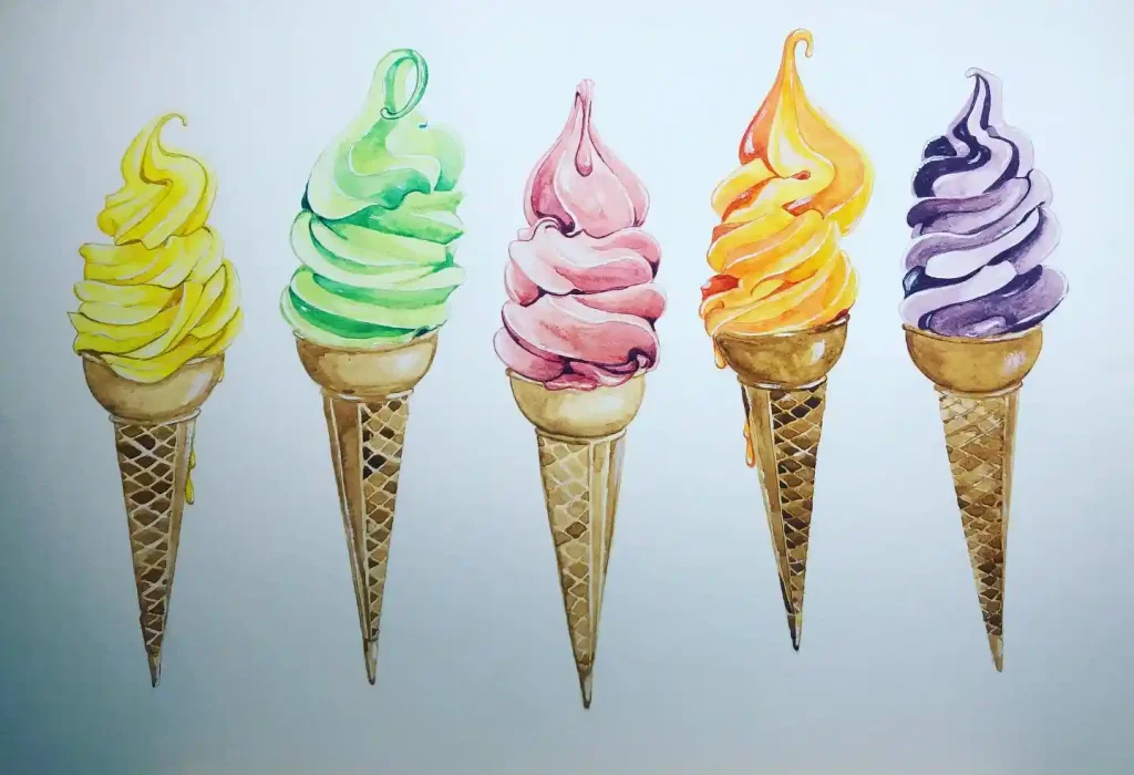Watercolor Ice cream Drawing Ideas 6